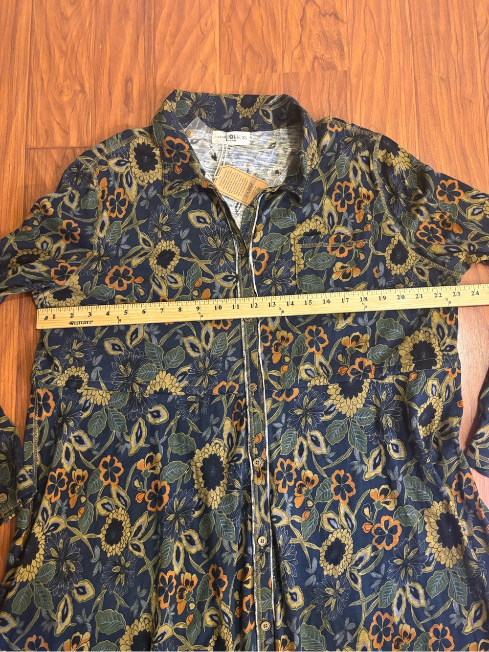 NWT NATURAL LIFE Christa Navy Blue Floral Long-Sleeve Button Maxi Dress Women XL - Picture 5 of 7
